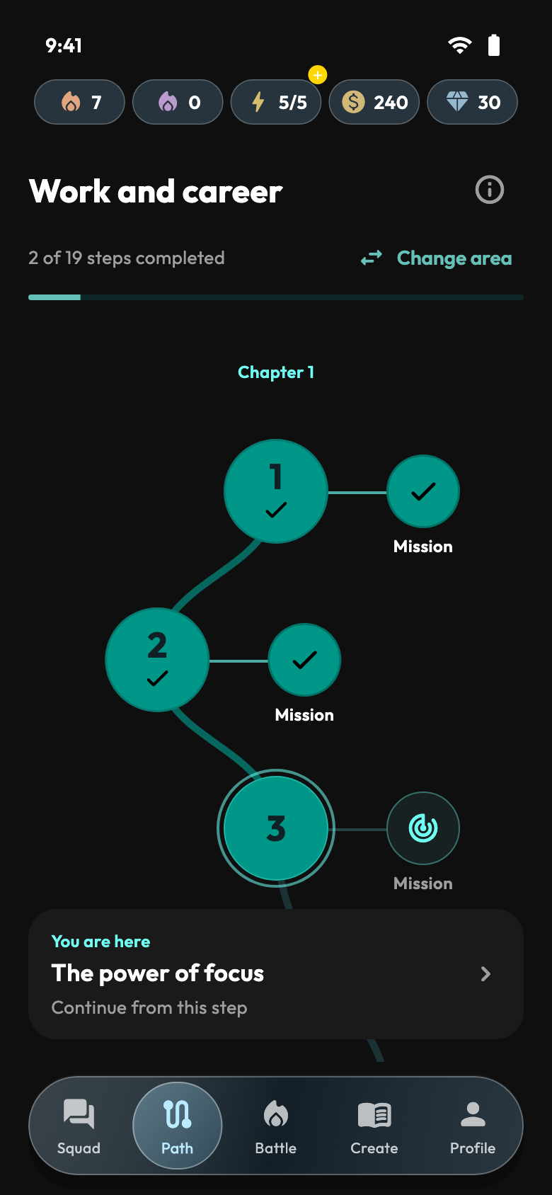 Path — App screens with demonstration data